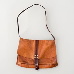 Anthropologie Holding Horse Leather Shoulder Bag Tan Purse 8x12